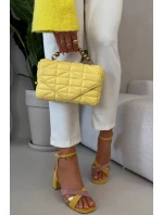 Dámské sandály na podpatku s pásky Eko semiš žluté Karilora