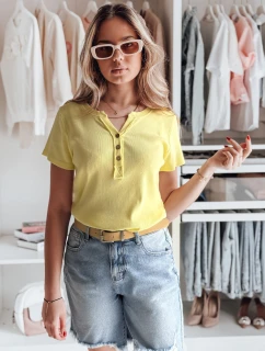 Dámska rebrovaná blúzka KISS LOOK žltá FashionStreet RY2839