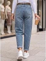 Dámske baggy džínsy s opaskom, modré, FashionStreet UY3123 Dámske baggy džínsy s opaskom, modré, FashionStreet UY3123