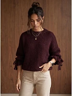 Dámsky oversize sveter v bordovej farbe od FashionStreet MY2569 Dámsky oversize sveter v bordovej farbe od FashionStreet MY2569