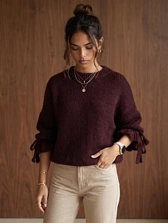 Dámsky oversize sveter v bordovej farbe od FashionStreet MY2569