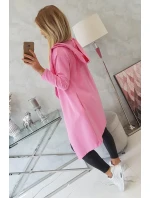 Dlhý kabát s kapucňou svetlo ružový