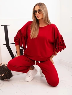 Dámska maslová súprava s lemovaním na rukávoch bordová