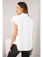 Dámska bavlnená košeľová blúzka s čipkou a krátkymi rukávmi biela Dámska bavlnená košeľová blúzka s čipkou a krátkymi rukávmi biela