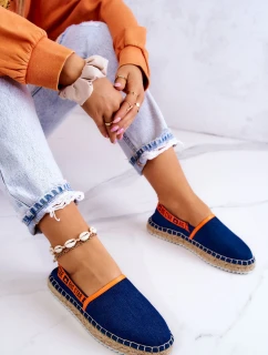 Materiałowe Espadryle Wsuwane Big Star JJ274877 Granatowe