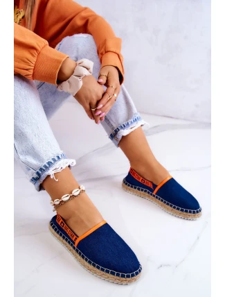 Materiałowe Espadryle Wsuwane Big Star JJ274877 Granatowe