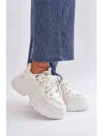 Sneakersy Damskie Na Masywnej Podeszwie Białe Nevela