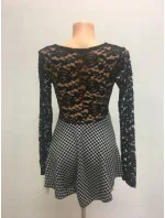 Dámsky top - tričko s kvetinovými rukávmi dlhý rukáv čiernobiele - Čierno-biela / UNI - OEM Dámsky top - tričko s kvetinovými rukávmi dlhý rukáv čiernobiele - Čierno-biela / UNI - OEM