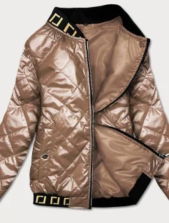 Karamelová dámska bunda bomber (B9798-46)