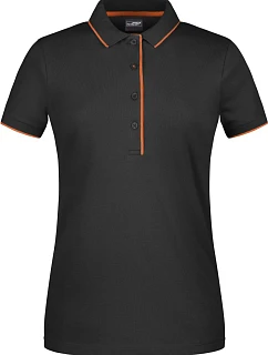 Daiber JN 727 Dámske polo tričko z piké s kontrastným lemom 02.0727 čierna/oranžová