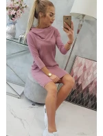 Šaty s kapucňou a vreckami tmavo ružové
