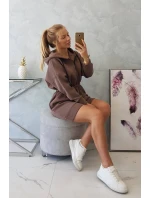 Zateplené šaty s kapucňou mocca Zateplené šaty s kapucňou mocca