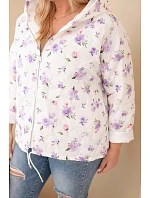 Dámske Plus veľkosť jarná bunda s malým kvetinovým vzorom fialová