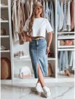 Džínsová midi sukňa s rozparkom DENIZA modrá FashionStreet CY0484
