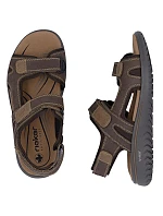 Pánske kožené sandále na suchý zips hnedé Rieker 26450-26