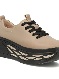 Dámske kožené tenisky na platforme v odtieni taupe Filippo DP8006