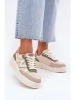 Sneakersy Damskie Na Platformie Panterka Beżowe Kelsia
