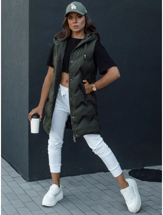 Dámska prešívaná vesta s kapucňou TAMIRA zelená FashionStreet TY4533