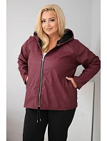 Dámska bunda vo veľkosti Plus Size s kapucňou a nastaviteľným spodným okrajom, bordová farba