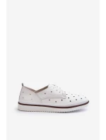 Skórzane Półbuty Damskie Białe S.Barski LR182