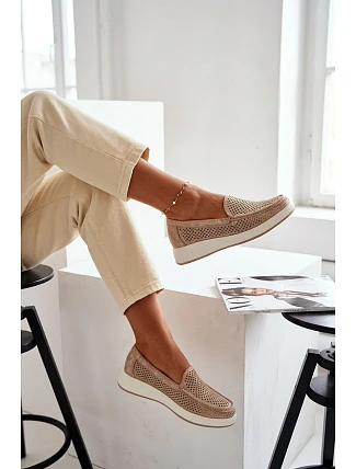 Dámské krajkové mokasíny Sergio Leone MK097H zlaté