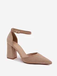 Lodičky na podpatku z imitace semiše béžové Selvra