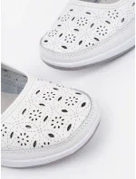 Moderné biele baletné baleríny na plochom podpätku pre ženy Moderné biele baletné baleríny na plochom podpätku pre ženy