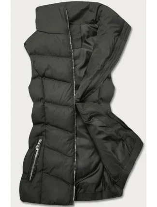 Perová dámska vesta v army farbe (5M719-136)