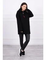 Tunika na zips s kapucňou Oversize čierna
