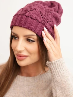 Dámska zimná čiapka s vlnou a štrukturálnou tkaninou K432 tmavo fialová