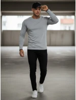 Pánske sivé tričko FashionStreet s dlhým rukávom LX0578