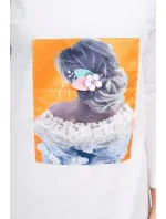 Šaty s 3D grafikou, čipka vo farbe ecru