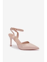 Lakované lodičky s odhalenou patou béžové Laretta