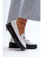 Dámske kožené mokasíny na platforme S.Barski white