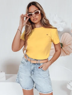 Dámske rebrované tričko SMILE FOR YOU žlté FashionStreet RY2908