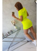 Šaty s kapucňou žlté neónové