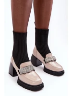 Botki Damskie Ze Skarpeta Na Obcasie Beżowe S.Barski MR870-41