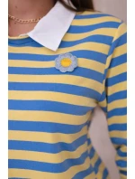 Pruhovaná bavlnená blúzka s golierom denim+žltá Pruhovaná bavlnená blúzka s golierom denim+žltá