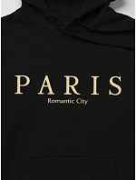 Pánska mikina s kapucňou a potlačou PARIS, čierna, FashionStreet NX5147BX Pánska mikina s kapucňou a potlačou PARIS, čierna, FashionStreet NX5147BX