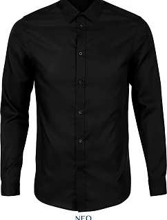 NEOBLU Blaise Men Mikro keprová košeľa s dlhým rukávom 24.3182 deep black