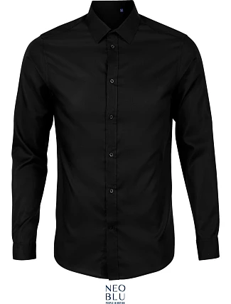 NEOBLU Blaise Men Mikro keprová košeľa s dlhým rukávom 24.3182 deep black NEOBLU Blaise Men Mikro keprová košeľa s dlhým rukávom 24.3182 deep black