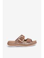 Dámske papuče s prackou a suchým zipsom Brown INBLU MK000013