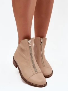 Kožené topánky na zips Beige Zazoo 2785/079