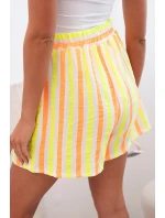Dámske bavlnené šortky Striped Yellow Neon