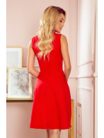 Elegantné šaty s výstrihom a volánom Numoco ELENA - červené