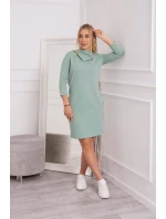 Šaty s kapucňou a vreckami tmavá mentolová