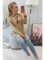 Oversize ťavia tunika na zips s kapucňou