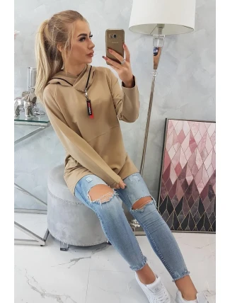 Oversize ťavia tunika na zips s kapucňou