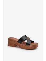 Zazoo 40412 Kožené elegantné dámske žabky so zlatým zdobením Black Zazoo 40412 Kožené elegantné dámske žabky so zlatým zdobením Black
