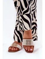 Eleganckie Klapki Damskie Z Ozdobą Na Płaskim Obcasie Camel Lovehia